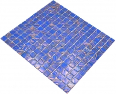 Glasmosaik Mosaikfliese Blau Signalblau Kupfer changierend MOS230-G17