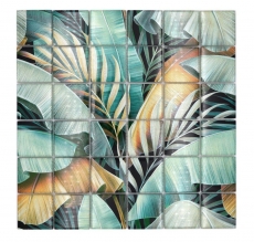 Mosaikfliese Glasmosaik mix grün braun glänzend Blumenoptik Mosaikfliese Küchenwand Fliesenspiegel Bad Duschwand MOS88-Pic07_f