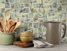 Piastrella di mosaico vetroso mix beige chiaro beige opaco piastrella di mosaico cucina piastrella parete specchio bagno doccia parete MOS160-W700_f