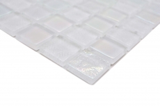 Mosaikfliese Glasmosaik iridium weiß glänzend Mosaikfliese Küchenwand Fliesenspiegel Bad Duschwand MOS65-S10_f