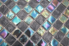 Mosaikfliese Glasmosaik iridium blau schwarz glänzend Mosaikfliese Küchenwand Fliesenspiegel Bad Duschwand MOS65-S65_f