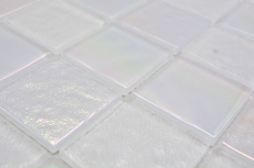 Mosaikfliese Glasmosaik iridium weiß glänzend Mosaikfliese Küchenwand Fliesenspiegel Bad Duschwand MOS66-S10-48_f