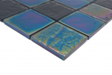 Mosaikfliese Glasmosaik iridium blau schwarz glänzend Mosaikfliese Küchenwand Fliesenspiegel Bad Duschwand MOS66-S65-48_f