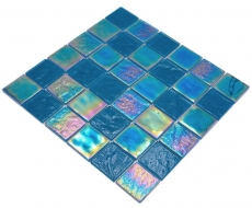 Mosaikfliese Glasmosaik iridium blau glänzend Mosaikfliese Küchenwand Fliesenspiegel Bad Duschwand MOS66-S63-48_f