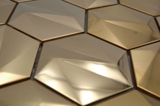 Metall Mosaik gold glänzend/matt Hexagonoptik Mosaikfliese Küchenwand Fliesenspiegel Bad Duschwand MOS128-GO_f
