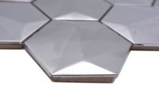 Metall Mosaik Titanium glänzend/matt Hexagonoptik Mosaikfliese Küchenwand Fliesenspiegel Bad Duschwand MOS128-SB_f