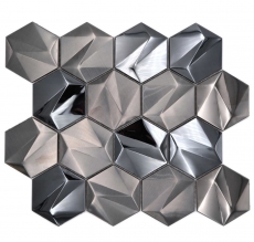 Metall Mosaik Tungsten glänzend/matt Hexagonoptik Mosaikfliese Küchenwand Fliesenspiegel Bad Duschwand MOS128-PL_f