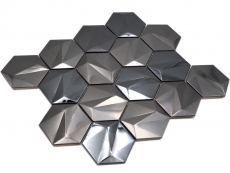 Metall Mosaik Tungsten glänzend/matt Hexagonoptik Mosaikfliese Küchenwand Fliesenspiegel Bad Duschwand MOS128-PL_f