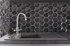 Metall Mosaik Tungsten glänzend/matt Hexagonoptik Mosaikfliese Küchenwand Fliesenspiegel Bad Duschwand MOS128-PL_f