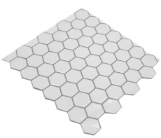 Mosaik Folie selbstklebend weiß glänzend Hexagonoptik Mosaikfliese Küchenwand Fliesenspiegel Bad MOS200-H01_f