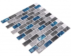 Mosaik Folie selbstklebend mix grau blau glänzend Kombinationsoptik Mosaikfliese Küchenwand Fliesenspiegel Bad MOS200-MS8_f