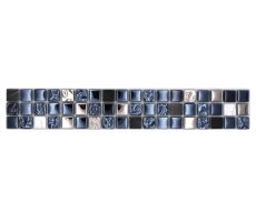 Bordüre Borde Mosaik schwarz mit silber glänzend Mosaikfliese Küchenwand Fliesenspiegel Bad MOS92BOR-660_f