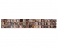 Bordüre Borde Mosaik mix beige/braun glänzend Mosaikfliese Küchenwand Fliesenspiegel Bad Duschwand MOS92BOR-1303_f