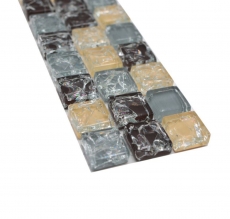 Bordüre Borde Mosaik mix blau beige braun glänzend Mosaikfliese Küchenwand Fliesenspiegel Bad Duschwand MOS92BOR-1302_f