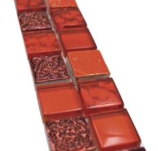 Bordüre Borde Mosaik mix rot glänzend Retrooptik Mosaikfliese Küchenwand Fliesenspiegel Bad MOS83BOR-CB30_f