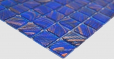 Glasmosaik Mosaikfliese Blau Signalblau Kupfer glänzend Pooloptik Mosaikfliese Küchenwand Fliesenspiegel Bad Duschwand MOS230-G17_f