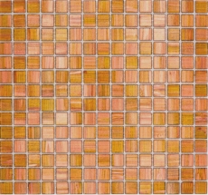 Glasmosaik Mosaikfliese Goldbraun Kupfer glänzend Pooloptik Mosaikfliese Küchenwand Fliesenspiegel Bad Duschwand MOS230-G34_f