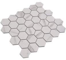 Handmuster Keramik Mosaik Hexagon Calacatta Sechseck weiß graubraun matt MOS11G-0112_m