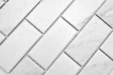 Handmuster Keramik Mosaikfliese Mauerverband Verbund Cararra weiß grau matt MOS26M-1102_m
