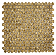 Handmuster Keramik Mosaikfliese Knopf Loop Penny Rund uni gold gehämmert MOS10-0707_m