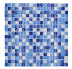 Handmuster Glasmosaik Mosaikfliese gebrochen weiss Blau MOS92-0104_m