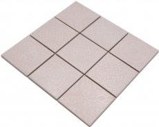 Ceramic mosaic tiles Jasba vintage rose glossy retro look kitchen wall bathroom tile shower wall / 10 mosaic mats