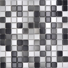 Piastrelle di mosaico in ceramica Jasba bianco grigio mix lucido n.d. Rivestimento della cucina rivestimento del bagno rivestimento della doccia / 10 tappetini a mosaico