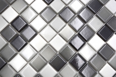 Keramik Mosaik Fliesen Jasba white grey mix glänzend k.A. Küchenwand Badezimmerfliese Duschwand / 10 Mosaikmatten