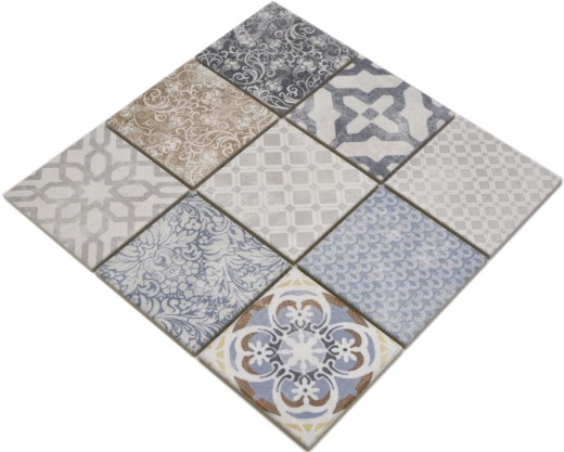 Handmuster Jasba Pattern Mosaik Keramik Steinzeug mehrfarbig matt Retrooptik Küche Bad Dusche MOSJBPV20_m