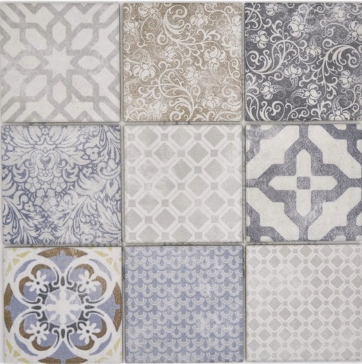 Handmuster Jasba Pattern Mosaik Keramik Steinzeug mehrfarbig matt Retrooptik Küche Bad Dusche MOSJBPV20_m
