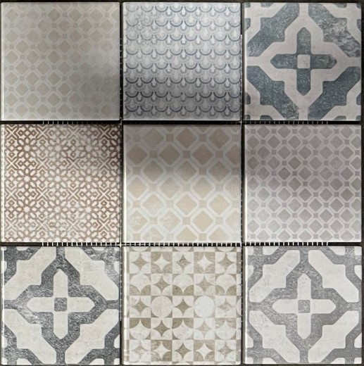 Handmuster Jasba Pattern Mosaik Keramik Steinzeug mehrfarbig matt Retrooptik Küche Bad Dusche MOSJBPV20_m