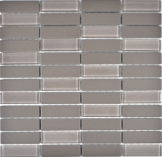 Mosaik Fliese Keramik Stäbchen grau unglasiert Glas Fliesenspiegel MOS24-0204