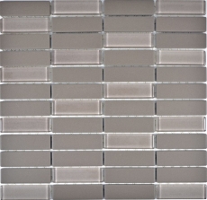 Mosaïque Carreau céramique Bâtons gris non émaillé Verre Carrelage MOS24-0204