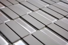 Mosaik Fliese Keramik Stäbchen grau unglasiert Glas Fliesenspiegel MOS24-0204