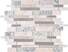 Verbund Marmor/Keramik mix grau 3F Mosaikfliese Wand Fliesenspiegel Küche Bad MOS180-D0927G_f