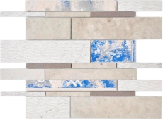 Verbund Marmor/Keramik mix grau 3F Mosaikfliese Wand Fliesenspiegel Küche Bad MOS180-D09STG_f