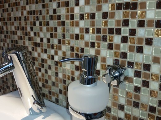 Mosaico di vetro in pietra naturale beige marrone crema ocra arancione - MOS92-1206