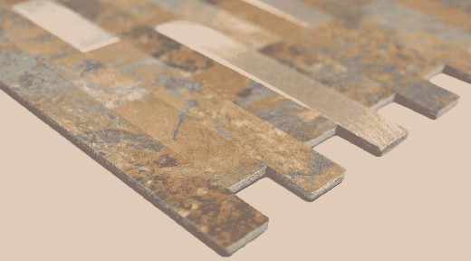 Handmuster Verbund Vinyl Steinoptik Multi Slate/Gold Mosaikfliese Wand Fliesenspiegel MOS200-MSG_m