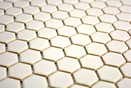 Handmuster Mosaik Fliese Keramik weiß Hexagon hellbeige unglasiert MOS11A-1202-R10_m