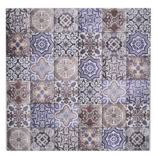 Handmuster Selbstklebende Mosaik Matte Alu Retrooptik mehrfarbig violett cream braun Afrikas Ornament - MOS200-U03_m