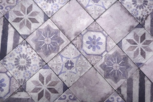 Handmuster Selbstklebende Mosaik Matte Alu Retrooptik mehrfarbig violett grau Afrikas Ornament - MOS200-U05_m