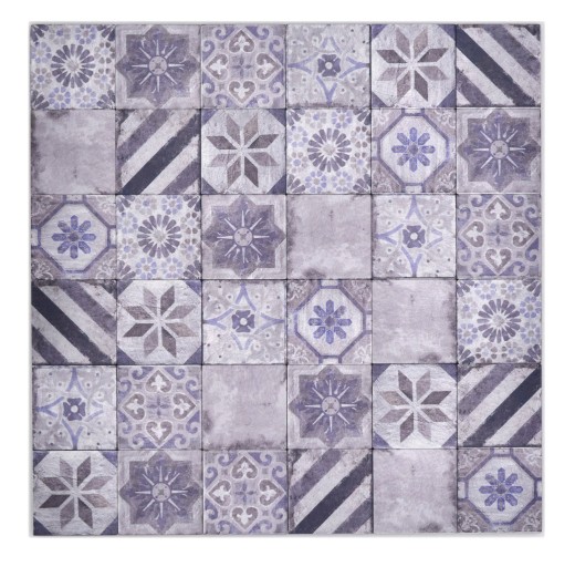 Handmuster Selbstklebende Mosaik Matte Alu Retrooptik mehrfarbig violett grau Afrikas Ornament - MOS200-U05_m