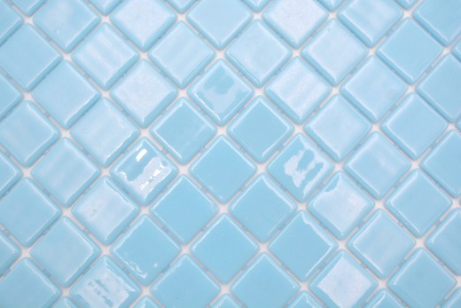 Handmuster Mosaikfliese Poolmosaik Schwimmbadmosaik hellblau Dusche Wand SPAIN - MOS220-25102U_m