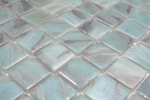 Handmuster Mosaikfliese Poolmosaik Schwimmbadmosaik Türkis Blau grau cream silber Schimmer Dusche Wand SPAIN - MOS220-71253U_m