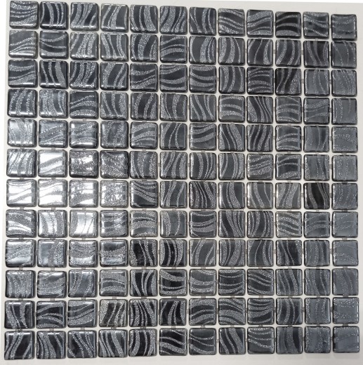 Handmuster Mosaikfliese Poolmosaik Schwimmbadmosaik Schwarz Graphit Silber Dusche Wand SPAIN - MOS220-78253U_m