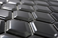 Handmuster Mosaik Fliese Keramik Diamant Metro schwarz glänzend Fliesenspiegel Küche MOS13MD-0301_m