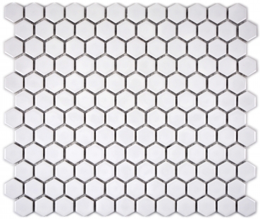 Handmuster Mosaik Fliese Keramik Hexagon weiß glänzend Fliesenspiegel Küche MOS11A-0102_m