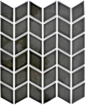 Retro Mosaik Fliese Keramik Diamant schwarz glänzend Welle Küchenrückwand Spritzschutz MOS13DS-0302