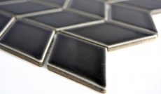 Handmuster Mosaik Fliese Keramik weiß Diamant schwarz glänzend Welle Küchenrückwand Spritzschutz MOS13DS-0302_m