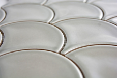 Fächer Mosaik Fliese Keramik Fischschuppen Tropfen pastell steingrau Badfliese Wandfliese Küche - MOS13-FS02
